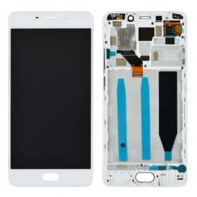 Дисплей Meizu M6 Note с тачскрином в сборе, уценка, с рамкой,  цвет белый, оригинал