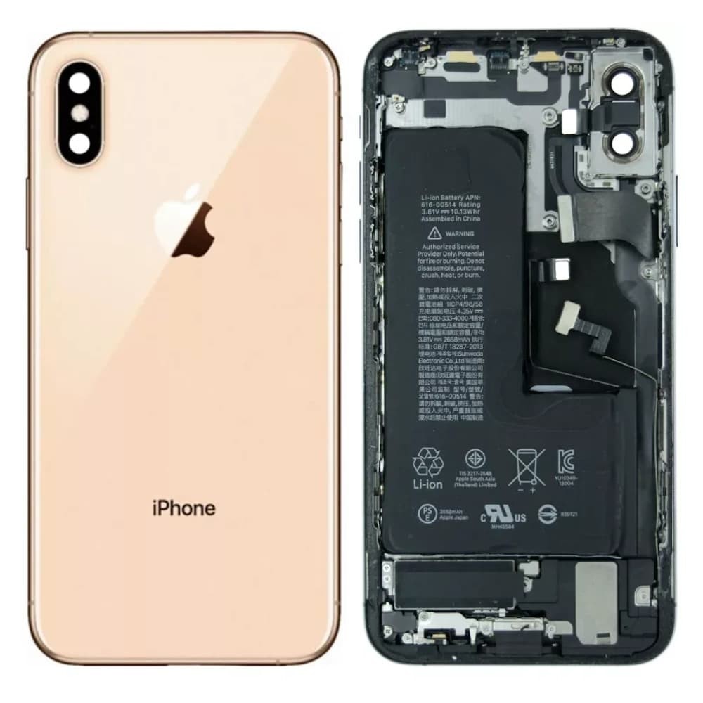 Корпус для iPhone XS (5.8) + аккумулятор, цвет золотой, оригинал с разбора фото 1