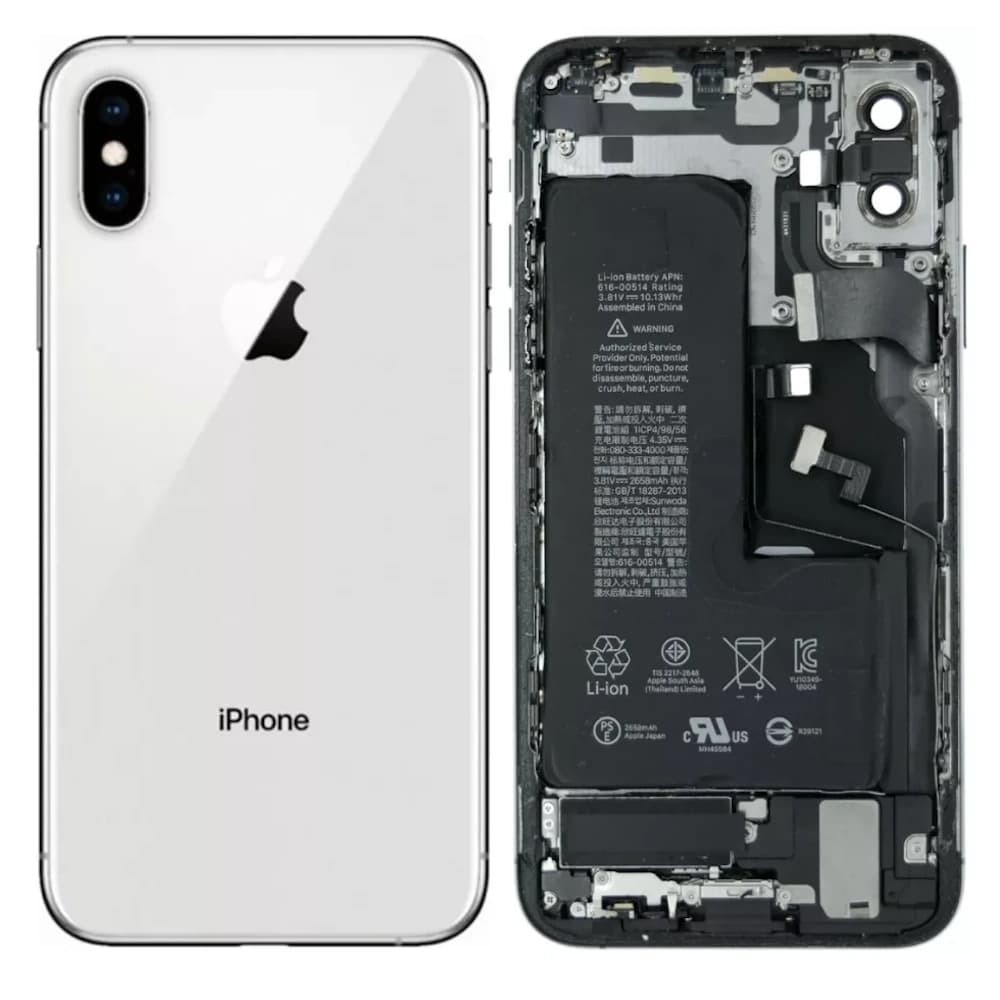 Корпус для iPhone XS (5.8) + аккумулятор, цвет серебро, оригинал с разбора фото 1